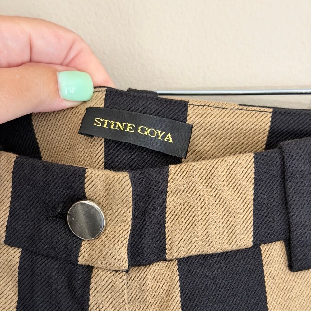 Stine Goya Striped Jacket Pants Co-Ord Set XS Tan Black Statement Scandi Chic - Picture 10 of 12